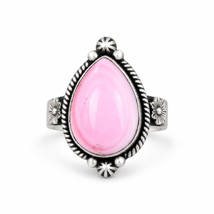Bague en argent opale rose, style bohème western, bijou fantaisie avec pierre précieuse, bague tendance pour femme, vente en gros - Product Image 2