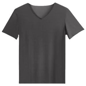 Hommes été glace soie chemise manches courtes sans couture col rond haut musculation mince T-shirt élastique respirant sous-chemise pull - Product Image 4