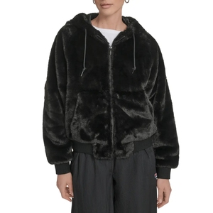 Premium Luxury Faux Fur Bomber Zip-Up Hoodie Wholesale Streetwear Winter Outerwear High-Pile Faux Fur & 100% Poly <b>Thermal</b> Core - Product Image 4