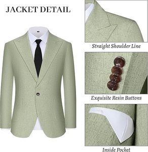 Traje de Lino para Hombre, Corte Entallado, 2 Piezas - Product Image 2