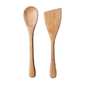 100% Pure Natural Wood Eco-Friendly Cooking <b>Serving</b> <b>Spoon</b> Utensil Sets Dishwasher Microwave Safe Kitchen Utensils for Hotel - Product Image 3