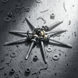 Tornillo Autoperforante de Cabeza Hexagonal, Acero al Carbono Clase 4.8/6.8, Zincado/Galvanizado, Rosca Gruesa, Arandela EPDM, en Pulgadas - Product Image 1