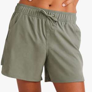 Shorts décontractés pour femmes, couleur vert olive, taille élastique, style streetwear d'été, broderie écologique, légers, coupe régulière, pour la détente - Product Image 1