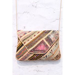 Bohemian Tribal Hand Embroidery Banjara Casual Fashion Open Closure <b>Chains</b> Patchwork <b>Mirror</b> Work Clutch Purse - Product Image 1
