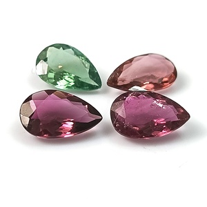 <b>7</b>.55 Carat Total Natural Pastel Multi-Color Zambian Tourmaline Set 4-Piece Loose <b>7</b>×11 mm Pear Cut Calibrated Gemstones - Product Image 1