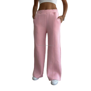 <b>Woman</b> Clothes Soft Cotton Blend High Waisted Wide Leg Sweatpants Relaxed Fit Casual Drawstring Elastic Waist Loose <b>Trouser</b> Pants - Product Image 4