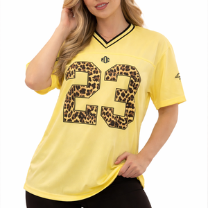 เสื้อเจอร์ซีย์อเมริกันฟุตบอลสีเหลืองลายเสือดาวสำหรับผู้หญิงขายส่ง – เสื้อแฟชั่นลำลองสุดฮิตสำหรับผู้ค้าปลีกและซัพพลายเออร์ - Product Image 4