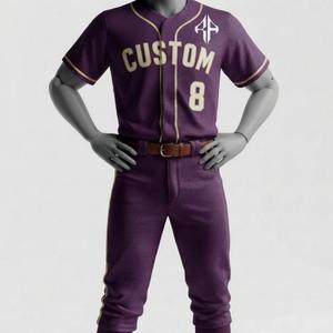 Ensemble uniforme de baseball à manches courtes avec impression sublimée violette, 100% polyester de haute qualité, pour hommes, par RIVIAN ATLANTIC - Product Image 1