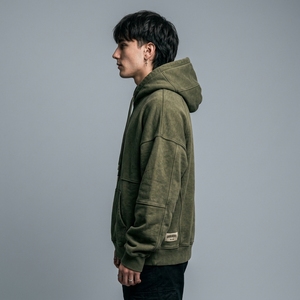 <b>Mens</b> Olive Green Vintage Graphic Hoodie Cotton Fleece Sweatshirt Custom Logo Streetwear Pullover Casual Winter <b>Hooded</b> <b>Top</b> - Product Image 3