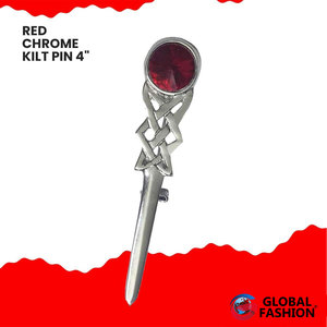 Pin para Kilt con Espada Celta, Nueva Marca, Accesorio Tradicional Escocés, Acabado Cromado, Color Rojo Cereza - Product Image 4