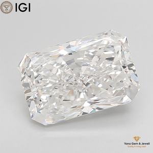 Diamante cultivado en laboratorio CVD con forma radiante, color E, claridad VVS1, certificado IGI, 3.50 quilates, para centro de anillo llamativo. - Product Image 1