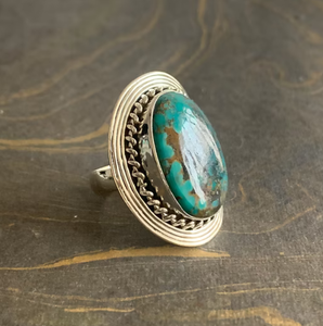 Anillo Tradicional Estilo Navajo, Plata de Ley 925, Turquesa Ovalada, Anillo de Compromiso Vintage con Piedra Solitaria - Product Image 3