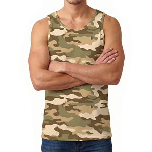 เสื้อกล้ามพิมพ์ลายดิจิตอลลายพรางสำหรับผู้ชาย ราคาขายส่ง เสื้อแขนกุดสไตล์ลำลองแนวสตรีทแวร์ ทรงเข้ารูป ออกแบบได้ตามต้องการ - Product Image 5