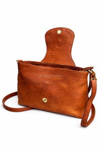 Durable Genuine Leather Vintage Cross Body Bag for Men Women ZIP Closure Hands-Free Travel Work Gym Adjustable <b>Shoulder</b> <b>Strap</b> - Product Image 4