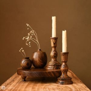 Eco-Friendly Handmade Wooden <b>Candle</b> <b>Holder</b> & Stand Customizable Size & Shape Contemporary Home Decor for Dining Tables & Events - Product Image 4