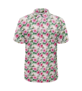 Camisa de Golf Floral Personalizada para Hombre con Mangas Cortas, Tela de Poliéster Suave y Transpirable, Diseño Tropical con Botones en la Parte Delantera para Campo de Golf - Product Image 3