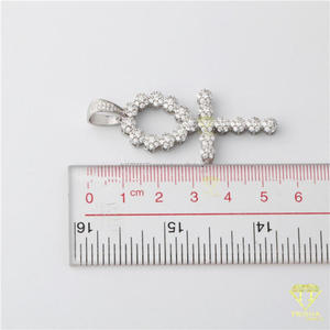 Iced Out Spiritual Cross Charm Pendant With Moissanite Diamond and Gold Tone Finish - Product Image 3