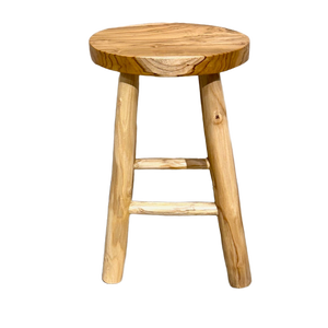 Rustic Wooden <b>Stool</b> Solid Wood <b>Round</b> Seat Handmade Modern Design Home Furniture Living Room Decor - Product Image 1