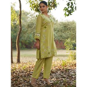 Kurta de Algodón Puro con Bordado Floral para Mujer, con Pantalones, Corte Regular, Ropa Étnica para Uso Diario y Festivo, Venta al Por Mayor - Product Image 5