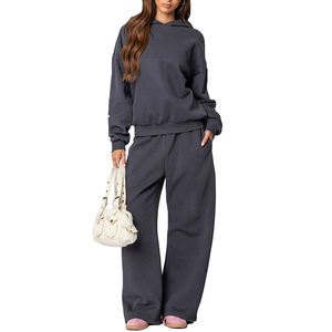 Sweat-shirt oversize pour femme avec impression de lettres personnalisée, épaules tombantes, streetwear décontracté d'hiver, polyester/coton, broderie unie - Product Image 5