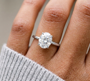 <b>Custom</b> Silver Jewelry Oval Cut Lab Grown Solitaire Diamond 925 Sterling Silver Lab Grown Diamond Wedding <b>Ring</b> - Product Image 1