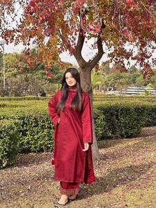 ชุดแต่งงานแบบอินเดีย-ปากีสถานดั้งเดิมสำหรับผู้หญิง สีมารูน ผ้าฝ้าย ยาวคลุมเท้า ทรงหลวม สไตล์ชาติพันธุ์ สำหรับผู้ใหญ่ ใส่ได้ทุกฤดู - Product Image 4