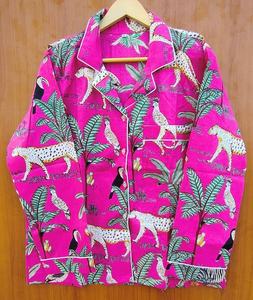 Nuevo Conjunto de pijama de verano hecho a mano para mujer, Túnica con estampado Floral suave de algodón 100%, Pantalones estampados hasta el tobillo cómodos - Product Image 3