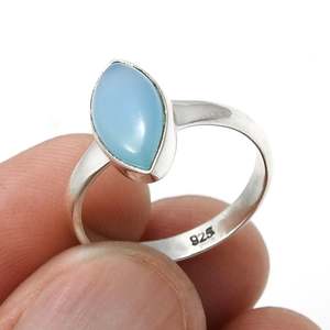 Stunning Marquise Cut Chalcedony Gemstone <b>Ring</b> <b>Crafted</b> From 925 Sterling Silver Handcrafted Engagement Band Bohemian Jewelry - Product Image 6