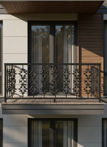 Rampe d'escalier élégante pour intérieur, balustrade de balcon en fonte robuste Mozart, balustre en métal gris sablé, moderne pour extérieur - Product Image 1