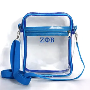 Mode carré Transparent PVC sac Zeta Phi Beta clair sac à main épaule sac à bandoulière pour sport support de téléphone sacs femmes