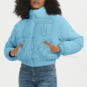 Chaqueta corta acolchada de invierno para mujer, personalizada, talla grande, de poliéster, impermeable y cálida, con botones. - Product Image 2