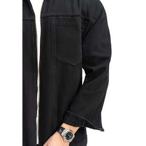 แจ็คเก็ตและเสื้อโค้ทเดนิมสีดำสำหรับผู้ชาย - Product Image 1