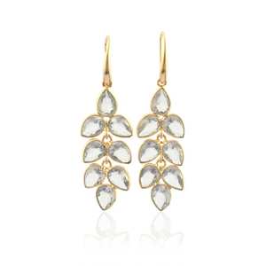 Boucles d'oreilles pendantes en argent sterling 925 plaqué or 14 carats avec quartz clair en forme de poire, bijoux faits à la main pour femmes, ensemble cadeau en gros - Product Image 1