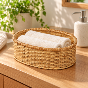 Panier de rangement en rotin tressé à la main, traditionnel, multifonctionnel, rond, naturel, pour la cuisine, le salon, la chambre, en gros - Product Image 6