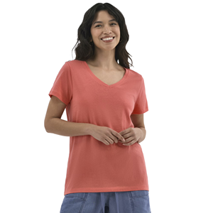 Camiseta de Mujer con Cuello en V, Color Sólido, Diseño Moderno y Personalizado, Color Rosa - Product Image 1