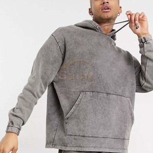 SAINT APPARELS Ensemble survêtement homme gris délavé à l'acide, sweat à capuche et pantalon de jogging, 100% coton, style vintage streetwear décontracté, 2 pièces - Product Image 4