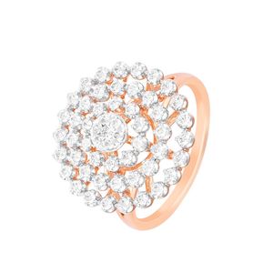 14K Rose Gold Round Lab Grown Diamond Spiral Cluster Cocktail Ring - Product Image 3