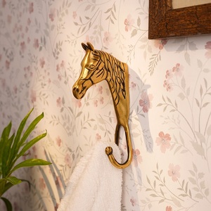 Handmade Traditional Golden Brass Zebra Head Wall Mounted Coat <b>Hook</b> Hanger for Hats Bags Clothes Heavy Duty Reusable Wholesale - Product Image 2