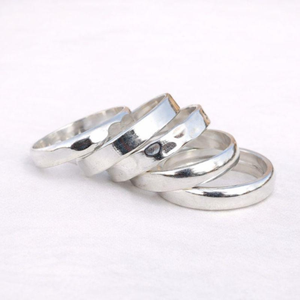Handmade Hammered 925 Sterling <b>Silver</b> <b>Stacking</b> <b>Rings</b> Boho Band Set Featuring Artisan Textured Finish Lightweight Comfortable Fit - Product Image 5