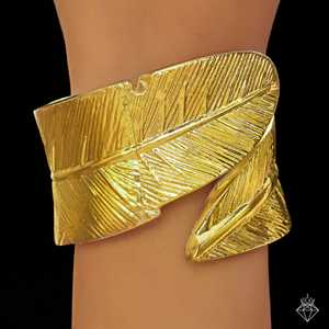 PRAO Bracelet jonc feuille plaqué or anti-ternissement Collection joncs fins - Product Image 2