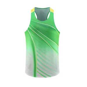 Men's Geometric Print Tank <b>Top</b> Sublimation Quick Dry Knitted Sporty O-Neck Sleeveless <b>Vest</b> Blue <b>Green</b> Pattern - Product Image 2