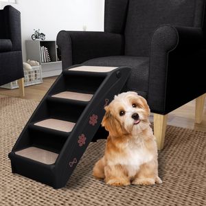 Escaleras Plegables Medianas para Perros, Negras, de PP (Polipropileno) con Fieltro para Perros Pequeños - Product Image 1