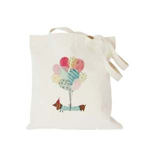 Sac fourre-tout en toile avec motif de ballons et de teckel de dessin animé, fermeture à cordon, sac de shopping pour usage quotidien, taille moyenne - Product Image 1