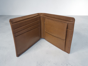 Brown Genuine Leather Short Open <b>Wallet</b> Slim Bifold Card <b>Holder</b> with Letter Decoration for Men Business Gift - Product Image 4