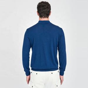 <b>Men's</b> Long Sleeve Printed Knitted 100% Cotton Anti-Wrinkle <b>Ruffle</b> Design for <b>Shirt</b> Smart Casual Style Blue - Product Image 2