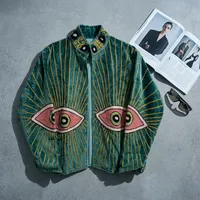 Blouson Bomber en Velours Silkgram Suzani, Col Montant, Manches Longues, Coupe-Vent, Respirant, 100% Coton, Automne, Femme