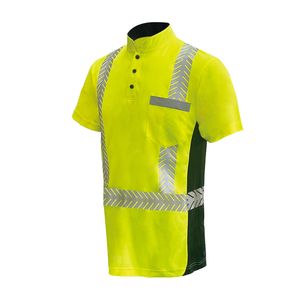 Hi Vis Reflective Short Sleeve Work Shirt Men's Safety <b>Polo</b> Yellow <b>Orange</b> Quick Dry Woven Polyester Casual Style - Product Image 2