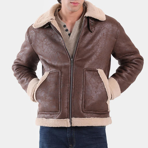 Chaquetas de Piel de Oveja Auténtica de Última Moda, Chaqueta de Piel Clásica Personalizada en Color Marrón, Ropa Exterior de Cuero - Product Image 1