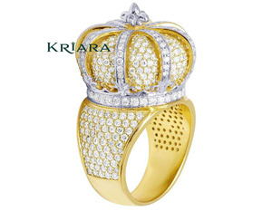 Bague pour homme en argent 925, bague cocktail couronne, sertie de moissanite, bijoux de mariage de luxe - Product Image 1