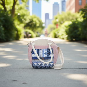 Bolso de Mano Redondo de Cáñamo y Algodón para Mujer, Diseño Elegante para Uso Diario - Product Image 3